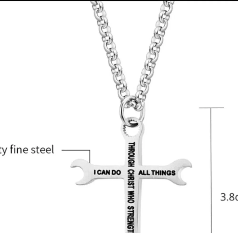Cross Necklace I Can Do All Things Stainless Steel